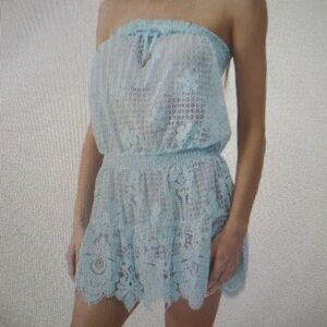 NWT Melissa Odabash Isla Strapless Cover Up Dress Sky Blue L